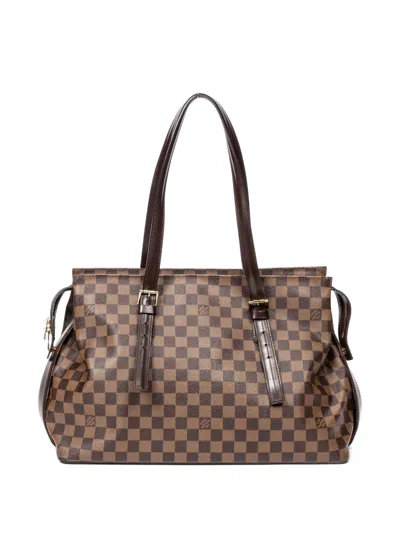 Pre-owned Louis Vuitton 2000 Damier Azur Tote Bag In Brown
