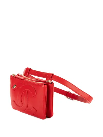 Pre-owned Chanel Leather Belt Bag In Red
