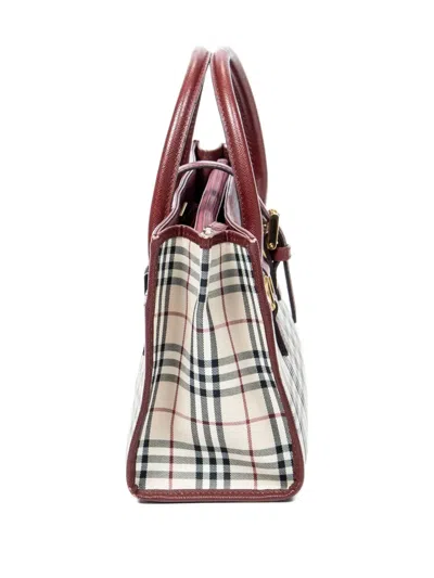 Pre-owned Burberry 1990 House Check Tote Bag In Neutral