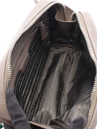 Pre-owned Prada 2013-2025 Vitello Daino Charm Shoulder Bag In Brown