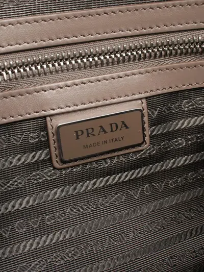 Pre-owned Prada 2013-2025 Vitello Daino Charm Shoulder Bag In Brown