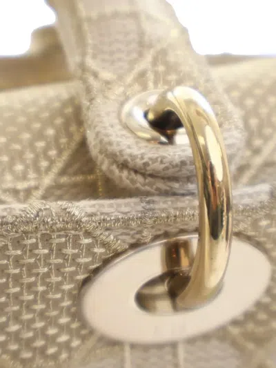 Pre-owned Dior 2020 Medium Canvas Cannage Lady D Lite Satchel In Gold