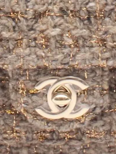 Pre-owned Chanel 2019 Cc Tweed Front Pocket Backpack In Brown