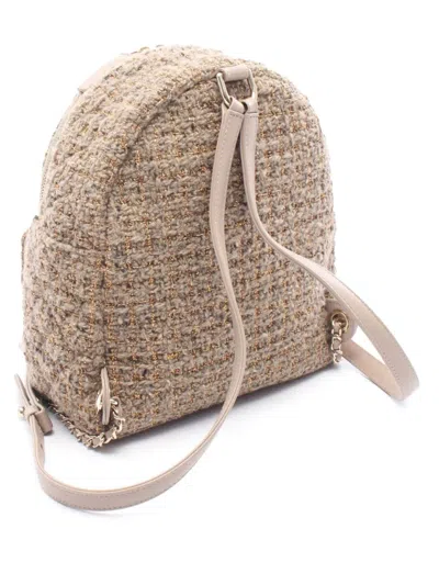 Pre-owned Chanel 2019 Cc Tweed Front Pocket Backpack In Brown