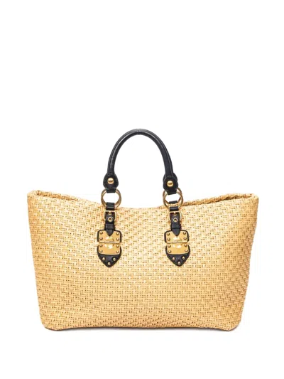 Pre-owned Miu Miu Woven Tote Bag In Neutral