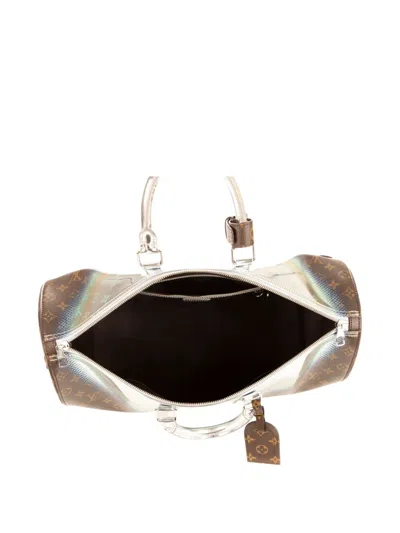 Pre-owned Louis Vuitton Nebula Keepall Bandouliere 50 Monogrammed Chip Luggage In Brown