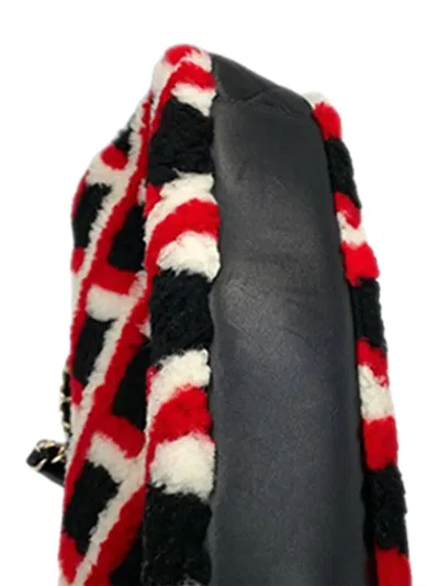 Pre-owned Chanel 2016-2017 Medium Cc Shearling And Lambskin Single Flap Crossbody Bag In Black