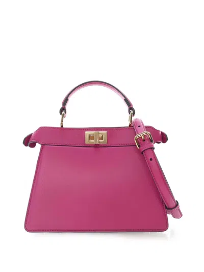 Pre-owned Fendi 2002 Petite Leather Peekaboo Iseeu Satchel In Pink