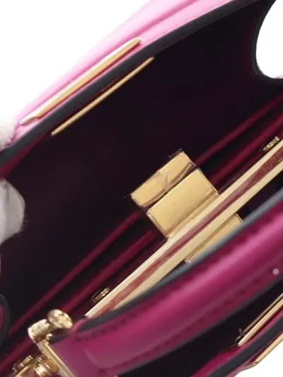 Pre-owned Fendi 2002 Petite Leather Peekaboo Iseeu Satchel In Pink