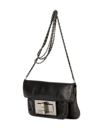 Pre-owned Chanel Giant Lock Reissue Mademoiselle Flap Shoulder Bag In Black