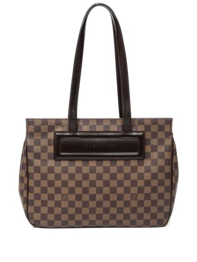 Pre-owned Louis Vuitton 2000 Parioli Pm Checkered-pattern Shoulder Bag In Brown