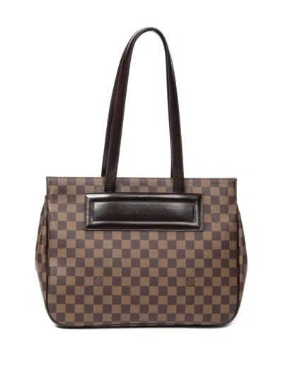 Pre-owned Louis Vuitton 2000 Parioli Pm Checkered-pattern Shoulder Bag In Brown