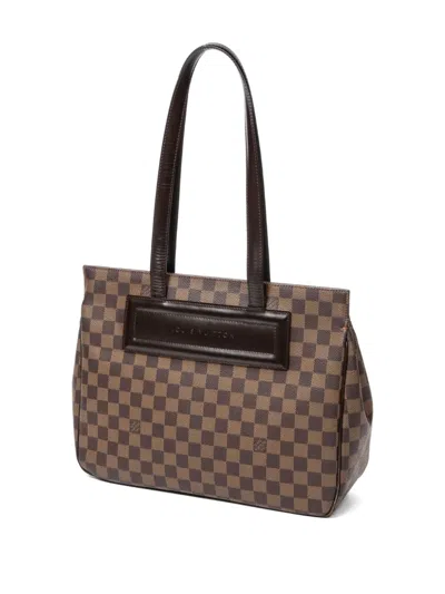 Pre-owned Louis Vuitton 2000 Parioli Pm Checkered-pattern Shoulder Bag In Brown