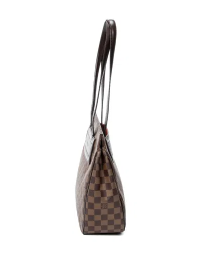 Pre-owned Louis Vuitton 2000 Parioli Pm Checkered-pattern Shoulder Bag In Brown