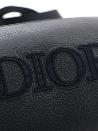 Pre-owned Dior 2020 Grained Calfskin Roller Messenger Bag Satchel In Blue