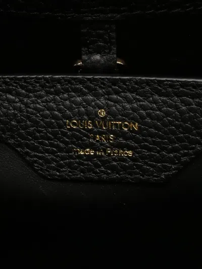 Pre-owned Louis Vuitton 2021-2025 Taurillon Capucines Mm Satchel In Black