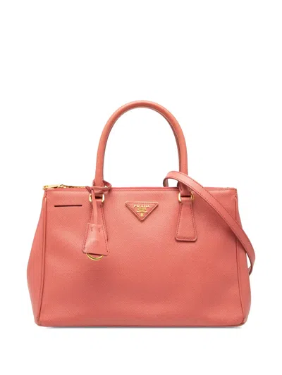 Pre-owned Prada 2000-2013 Small Saffiano Lux Galleria Double Zip Satchel In Pink