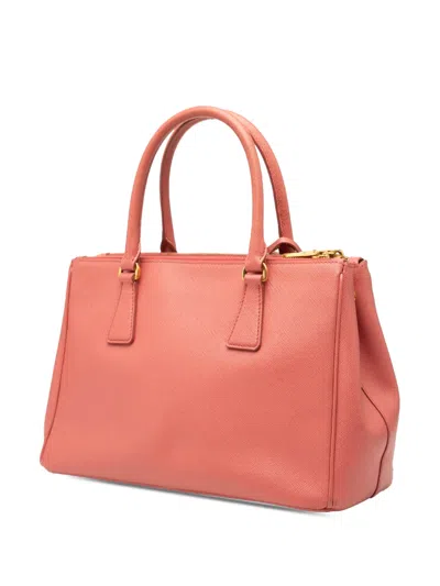 Pre-owned Prada 2000-2013 Small Saffiano Lux Galleria Double Zip Satchel In Pink