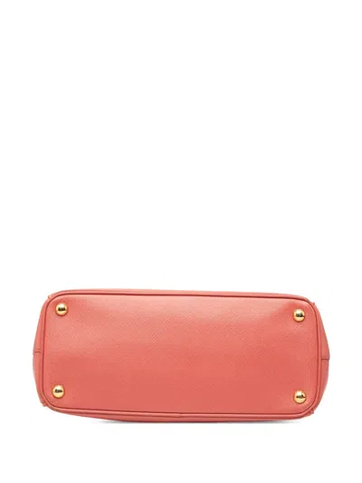Pre-owned Prada 2000-2013 Small Saffiano Lux Galleria Double Zip Satchel In Pink