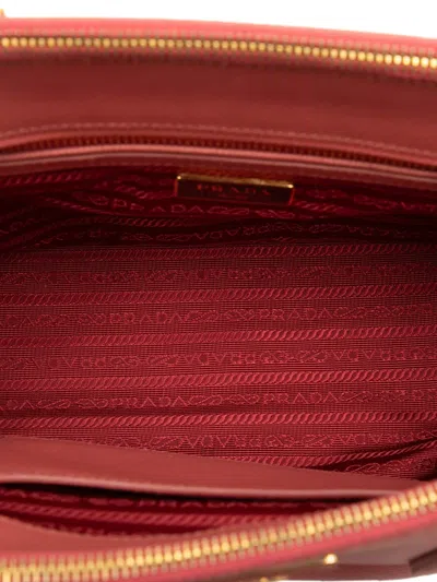 Pre-owned Prada 2000-2013 Small Saffiano Lux Galleria Double Zip Satchel In Pink