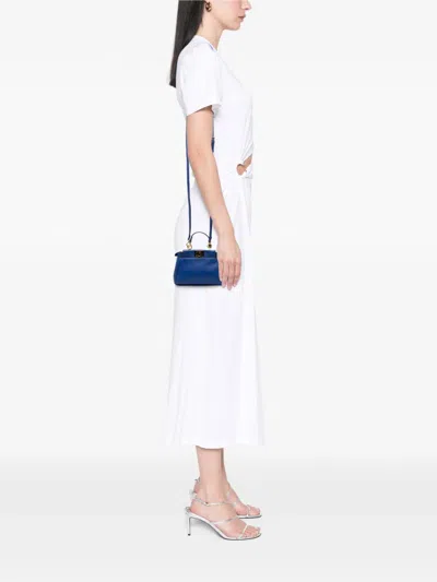 Pre-owned Fendi 2000-2010 Micro Shiny Nappa Peekaboo Iconic Satchel In Blue