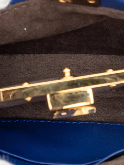 Pre-owned Fendi 2000-2010 Micro Shiny Nappa Peekaboo Iconic Satchel In Blue