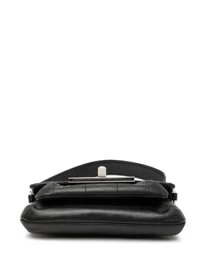 Pre-owned Chanel 2003-2004 Mini Calfskin Giant Mademoiselle Turnlock Flap Handbag In Black