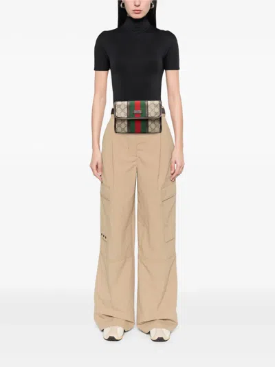 Pre-owned Gucci 2000-2015 Gg Supreme Web Belt Bag In Brown