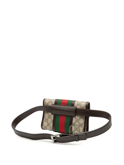 Pre-owned Gucci 2000-2015 Gg Supreme Web Belt Bag In Brown