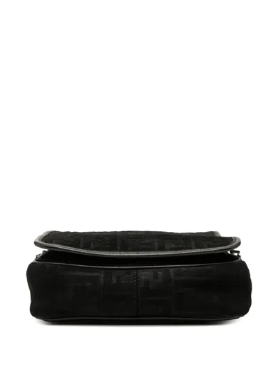 Pre-owned Fendi 2000-2010 Zucca Suede Crossbody Bag In Black