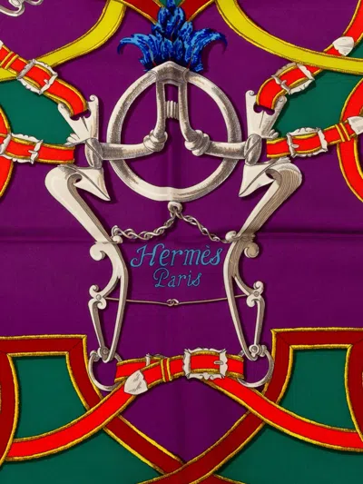 Pre-owned Hermes 2000-2025 Par Mefsire Antoine De Plvvinel Silk Scarf 90 Scarves In Purple