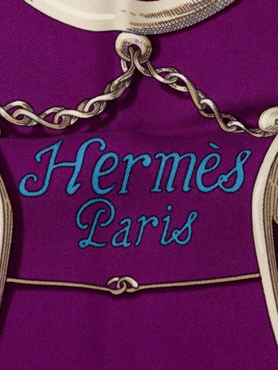Pre-owned Hermes 2000-2025 Par Mefsire Antoine De Plvvinel Silk Scarf 90 Scarves In Purple