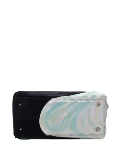 Pre-owned Dior 2022 Alex Gardner Medium Patent And Velvet Art Lady  Satchel In Black