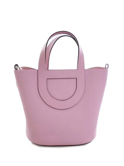 Pre-owned Hermes 2023 Clemence And Swift In The Loop 18 Handbag In Pink