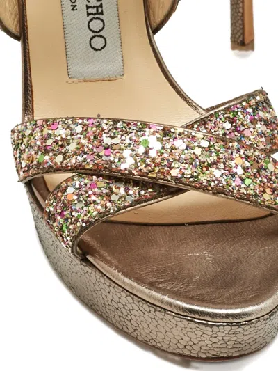Pre-owned Jimmy Choo Glitter Platform Sandals In Brown