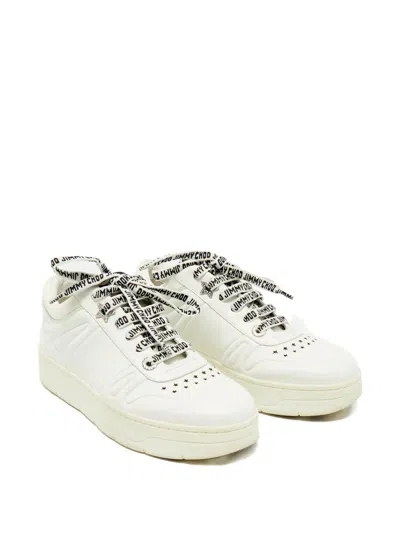 Pre-owned Jimmy Choo Studded Leather Sneakers In White