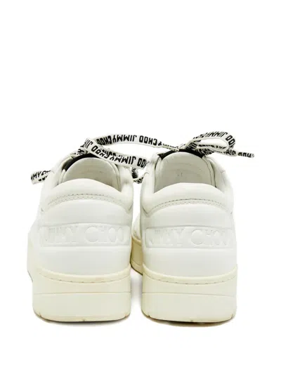 Pre-owned Jimmy Choo Studded Leather Sneakers In White