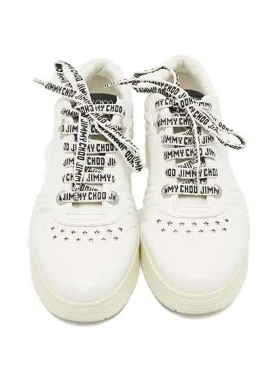 Pre-owned Jimmy Choo Studded Leather Sneakers In White