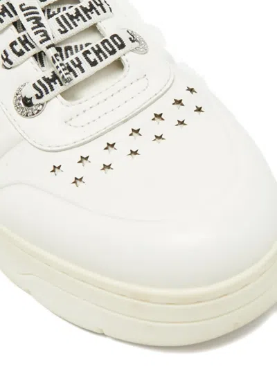 Pre-owned Jimmy Choo Studded Leather Sneakers In White