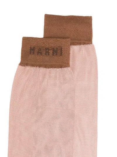 Marni Logo Socks In Pink
