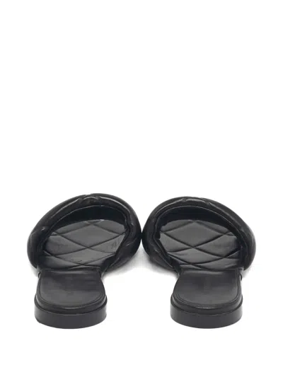 Pre-owned Bottega Veneta Intrecciato Weave Slides In Black