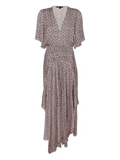 Pre-owned Maje Artistic-print Midi Dress In Pink
