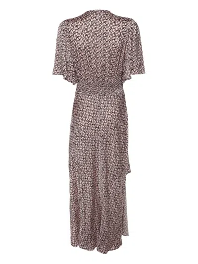 Pre-owned Maje Artistic-print Midi Dress In Pink