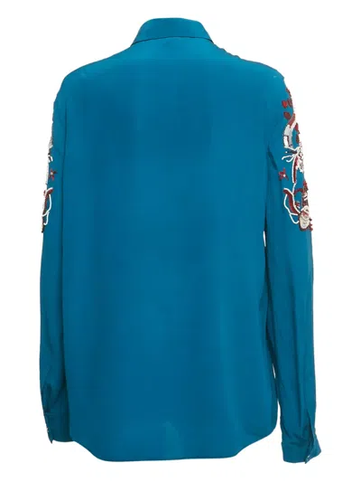 Pre-owned Roberto Cavalli Sequin-embroidered Shirt In Blue