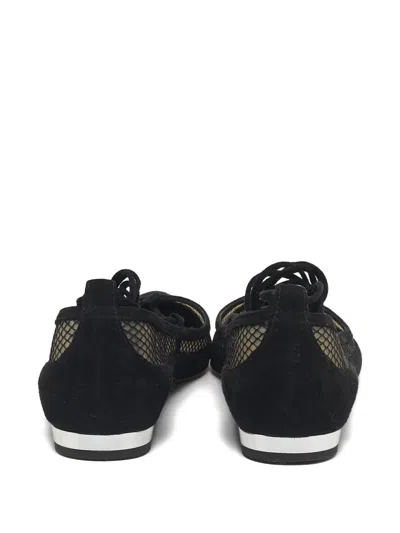 Pre-owned Aquazzura Lace-up Flat Pumps In Black