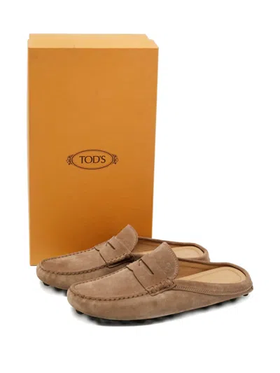 Pre-owned Tod's Gommini Suede Mules In Brown