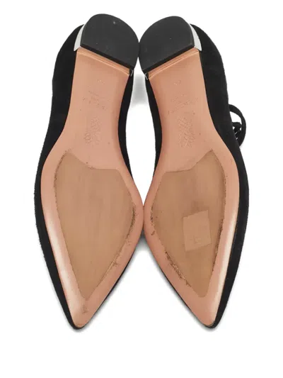 Pre-owned Aquazzura Lace-up Flat Pumps In Black