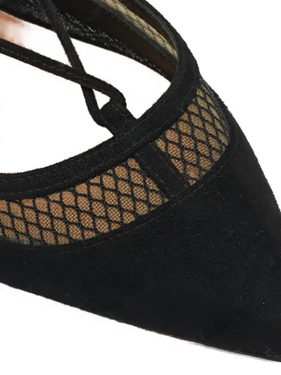 Pre-owned Aquazzura Lace-up Flat Pumps In Black