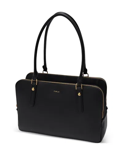 Furla Textured-leather Tote Bag In Black