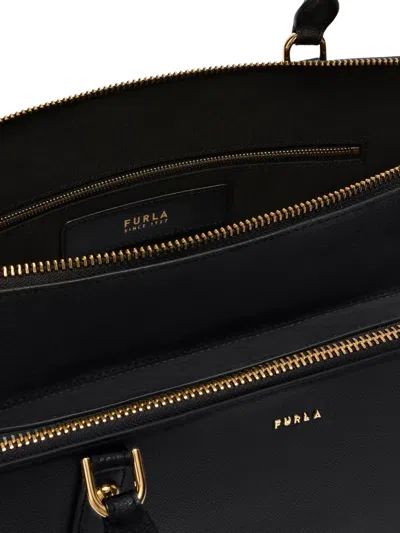 Furla Textured-leather Tote Bag In Black